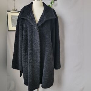 Cinzia Rocca Alpaca Wool Stand Collar Coat Black L or XL